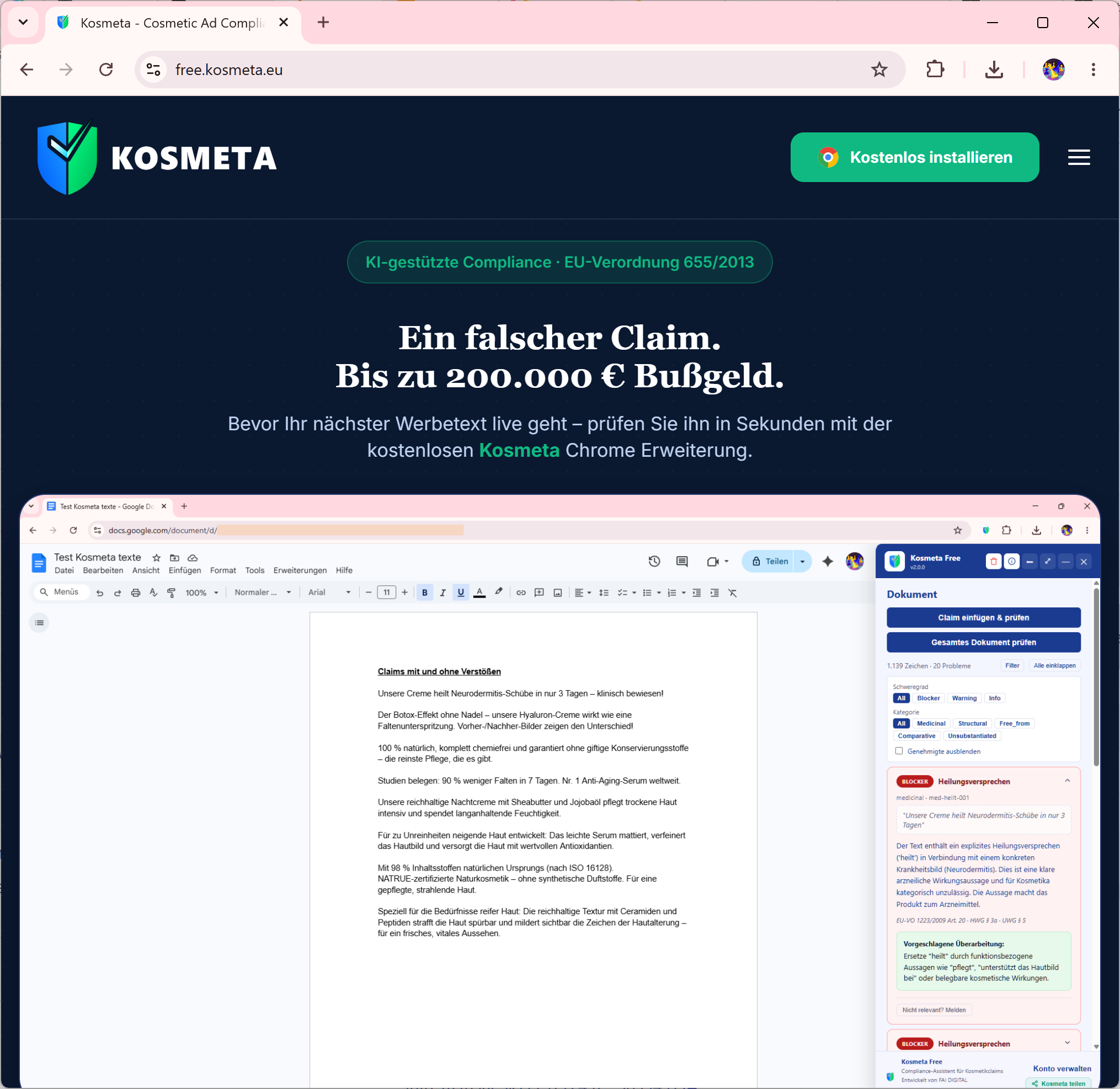 Kosmeta - KI-gestützter Compliance-Checker für Kosmetik-Werbeclaims
